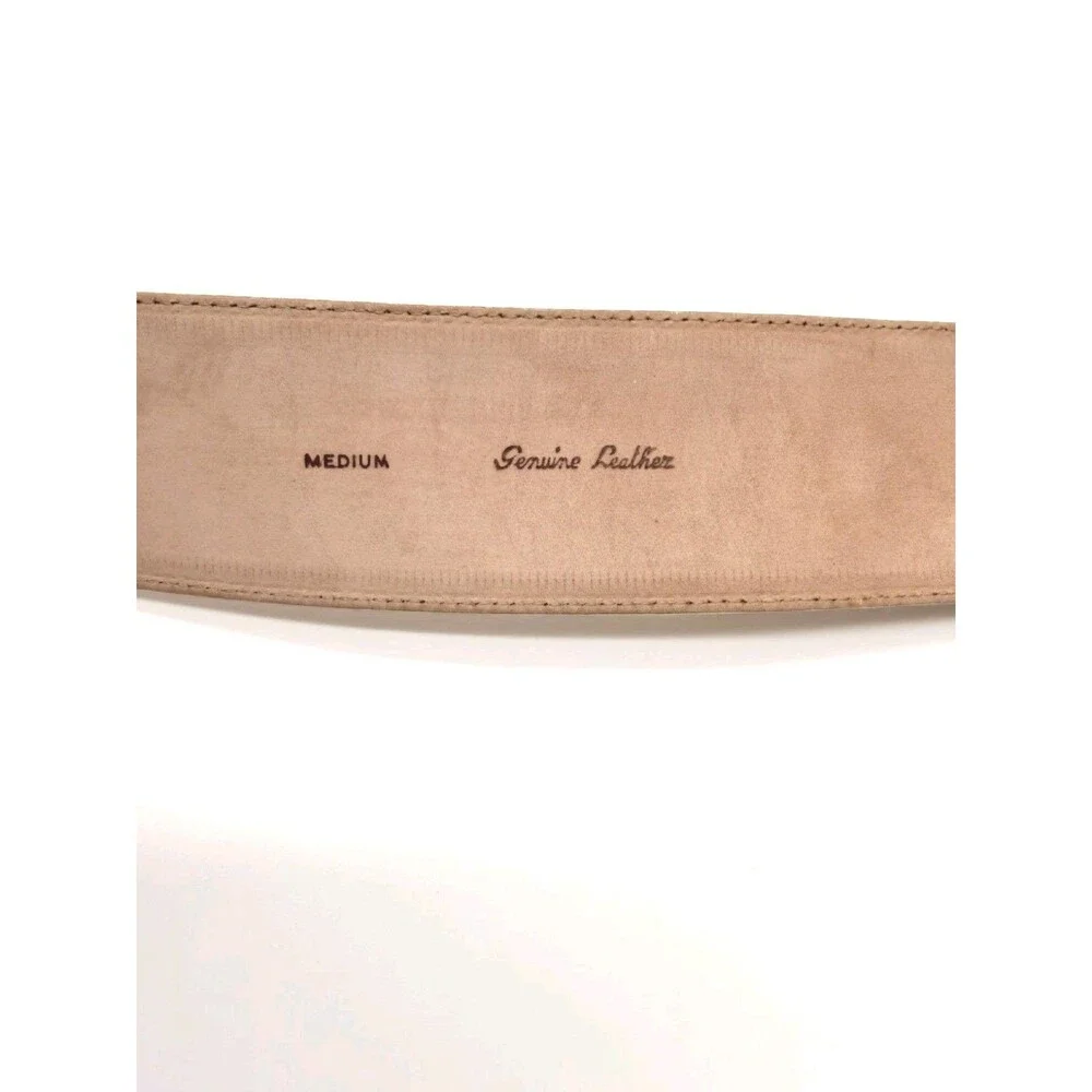 Donna Karan Vintage Medium Leather Belt Wide Cream Beige Snake Embossed Women
